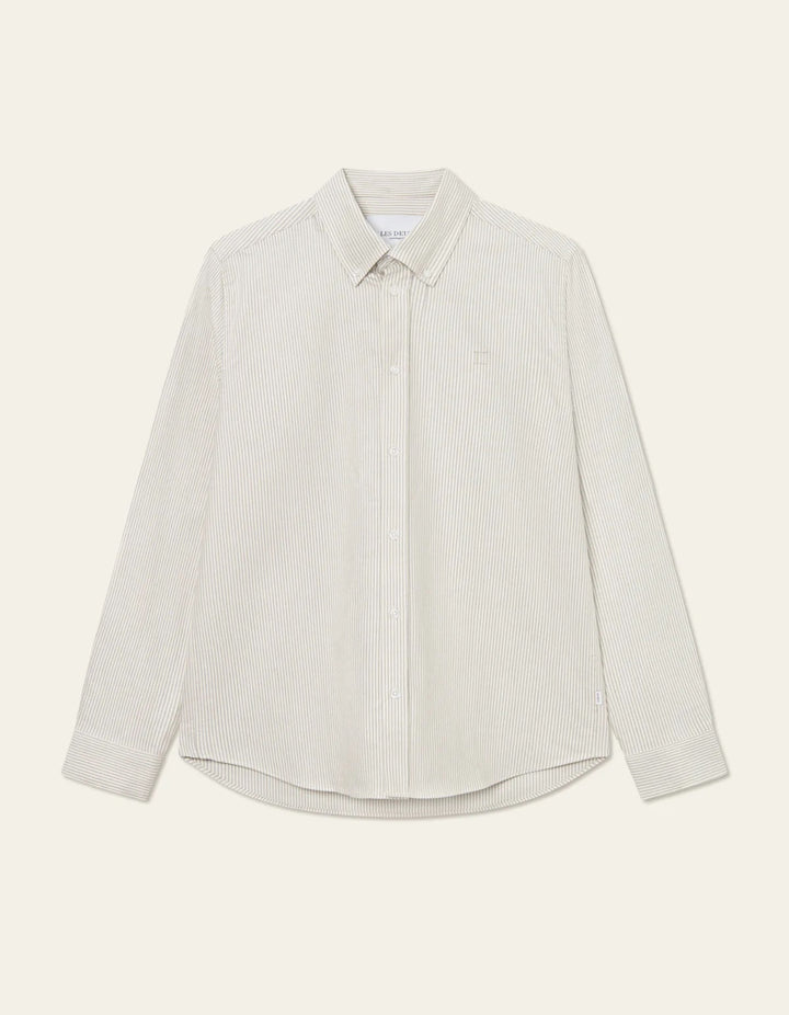 Konrad Stripe Oxford Shirt  Light Ivory/Gargoyle