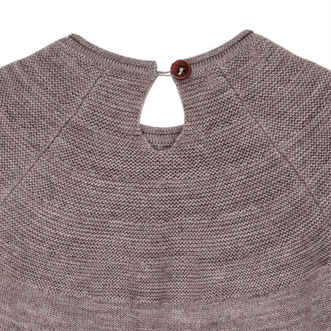 MERINO KNIT BLOUSE WITH FRILL  Natural Melange