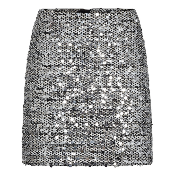 BoucleCC Sequin Mini Skirt  White Black