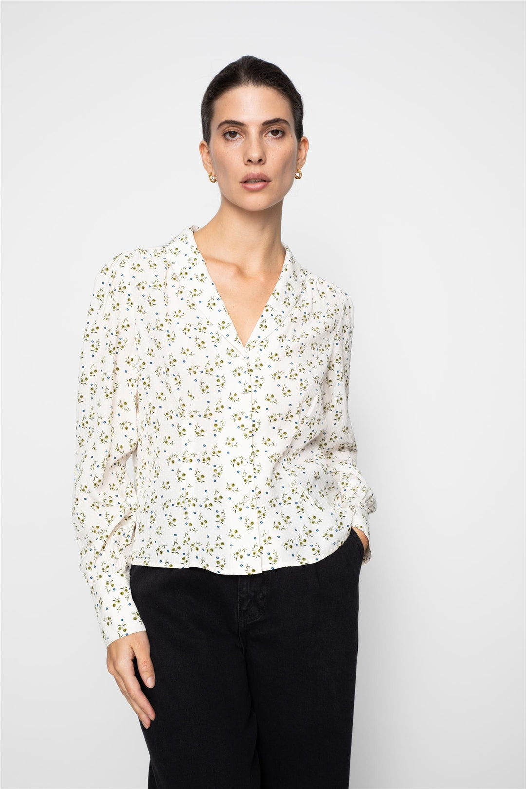 Ylva Blouse  Olive Thyme Print