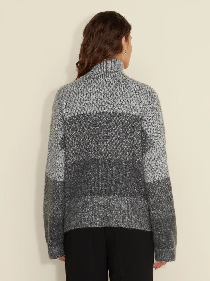 Tine Knit Half Zip  Dk. Grey Mix