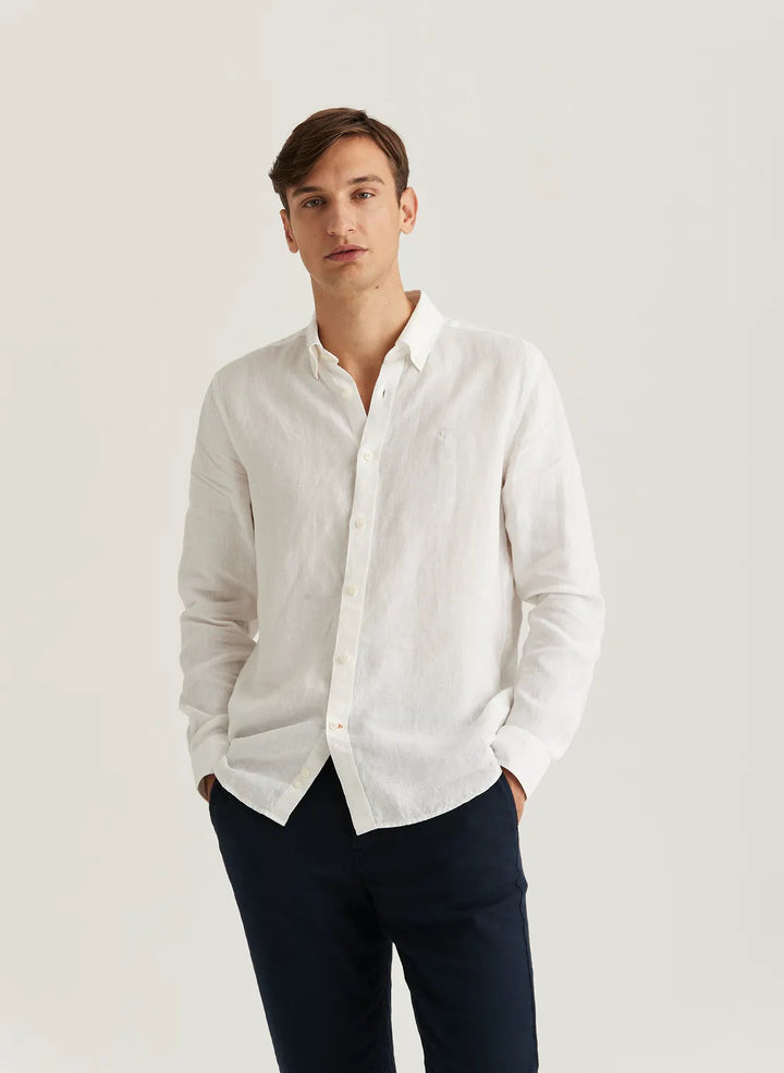 Douglas BD Linen Shirt LS  White