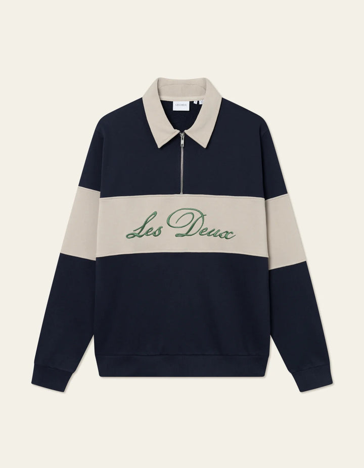 Cory Zipper Rugby Sweatshirt  Dark Navy/Light Desert Sand