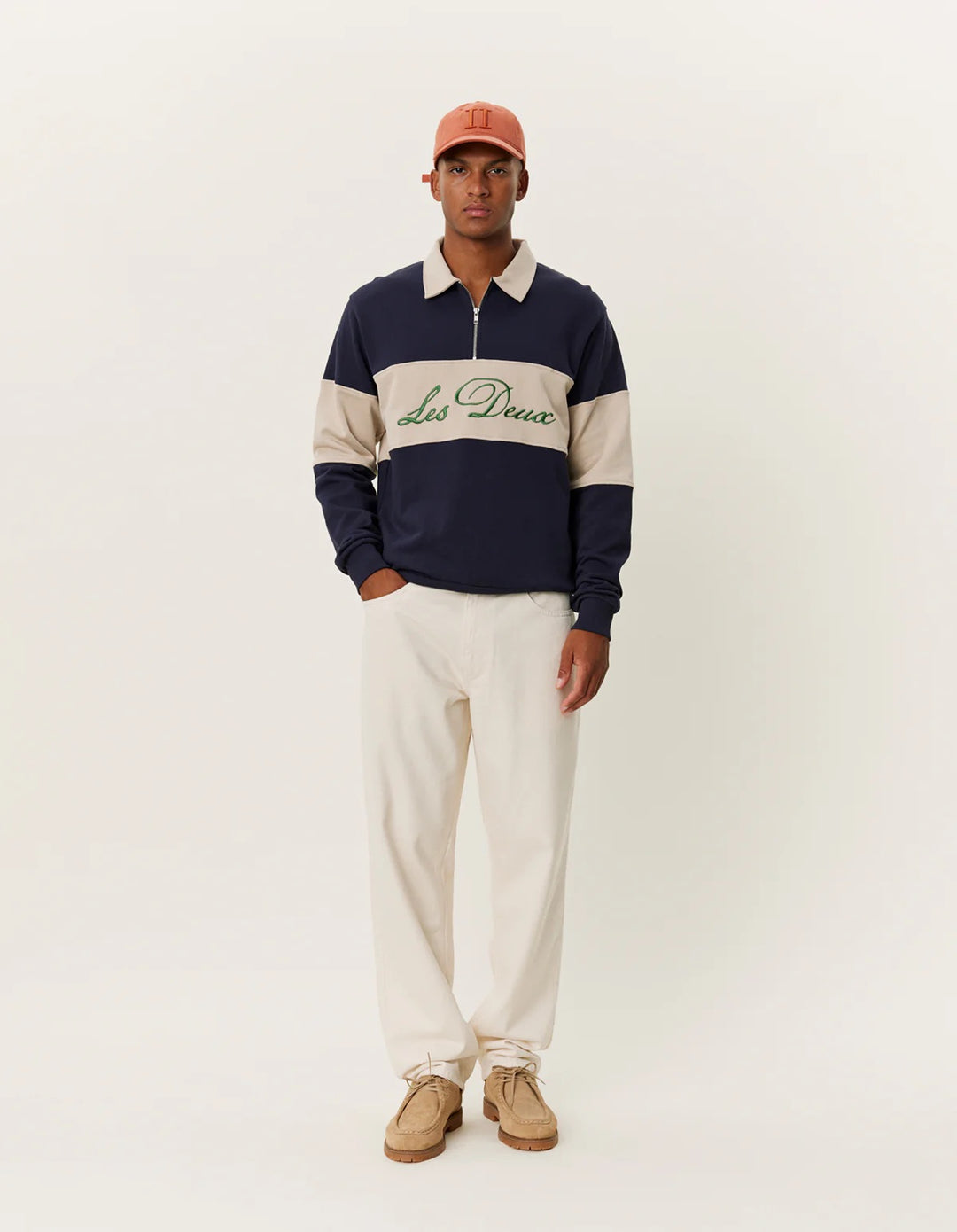 Cory Zipper Rugby Sweatshirt  Dark Navy/Light Desert Sand