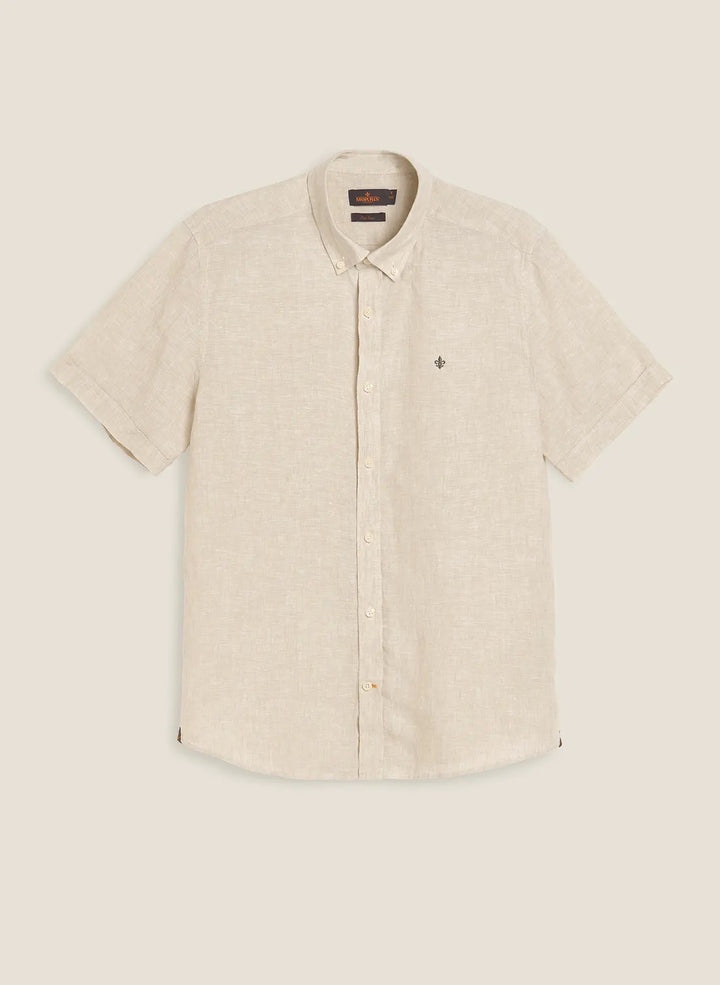 Douglas Linen SS Shirt-Classic Fit  Khaki