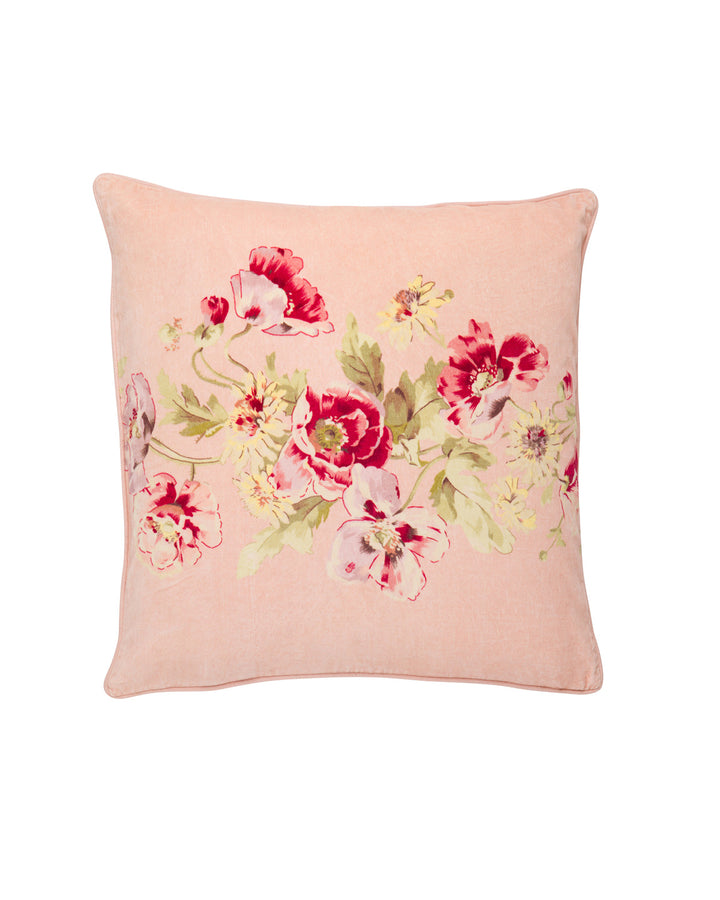 CUSHION COVER VELVET 60X60  Pink Flower Vine