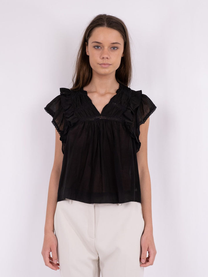 JAYLA S VOILE TOP  100 Black