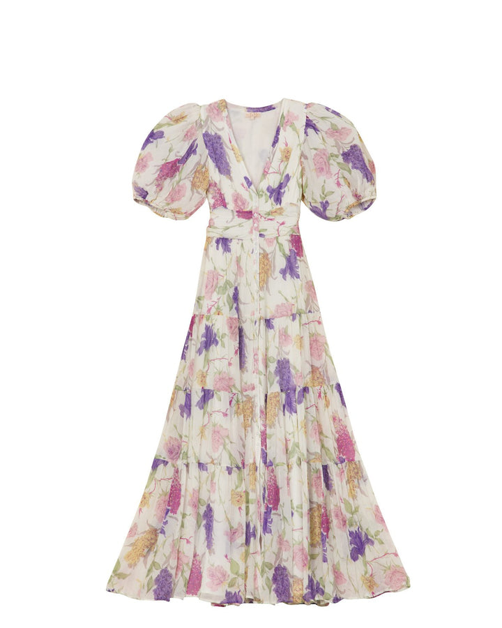 Chiffon Midi Dress  Flower Garden