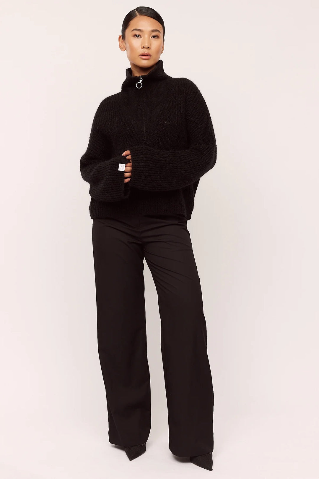 Florie Zip Knit  Black