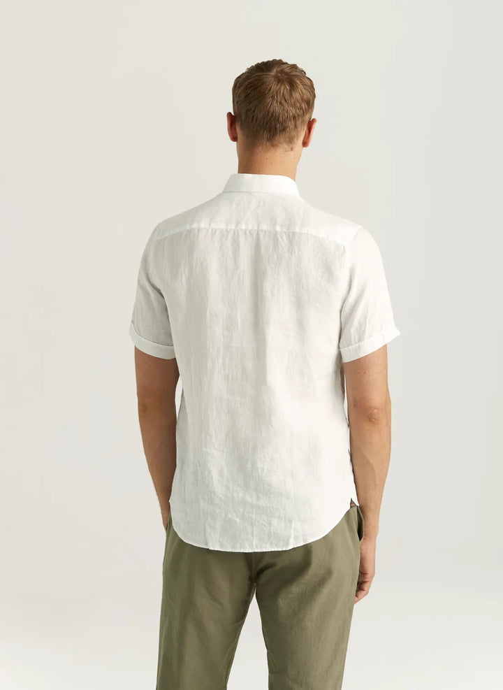 Douglas Linen SS Shirt-Classic Fit  White