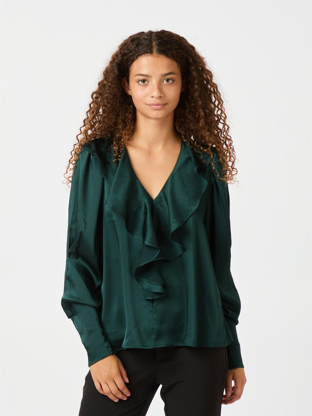 Sandie Sateen Blouse  Dark Green