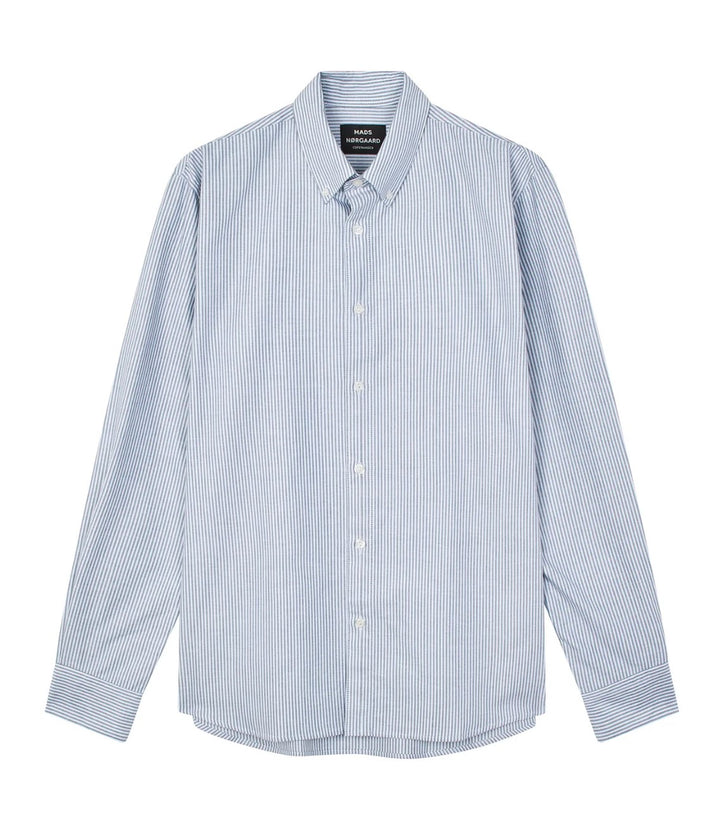 Cotton Oxford Sune Stripe Shirt BD  White/Midnight Navy