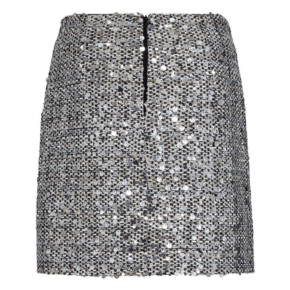 BoucleCC Sequin Mini Skirt  White Black