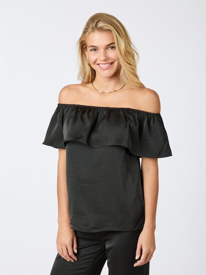 Kris Heavy Sateen Top  Black