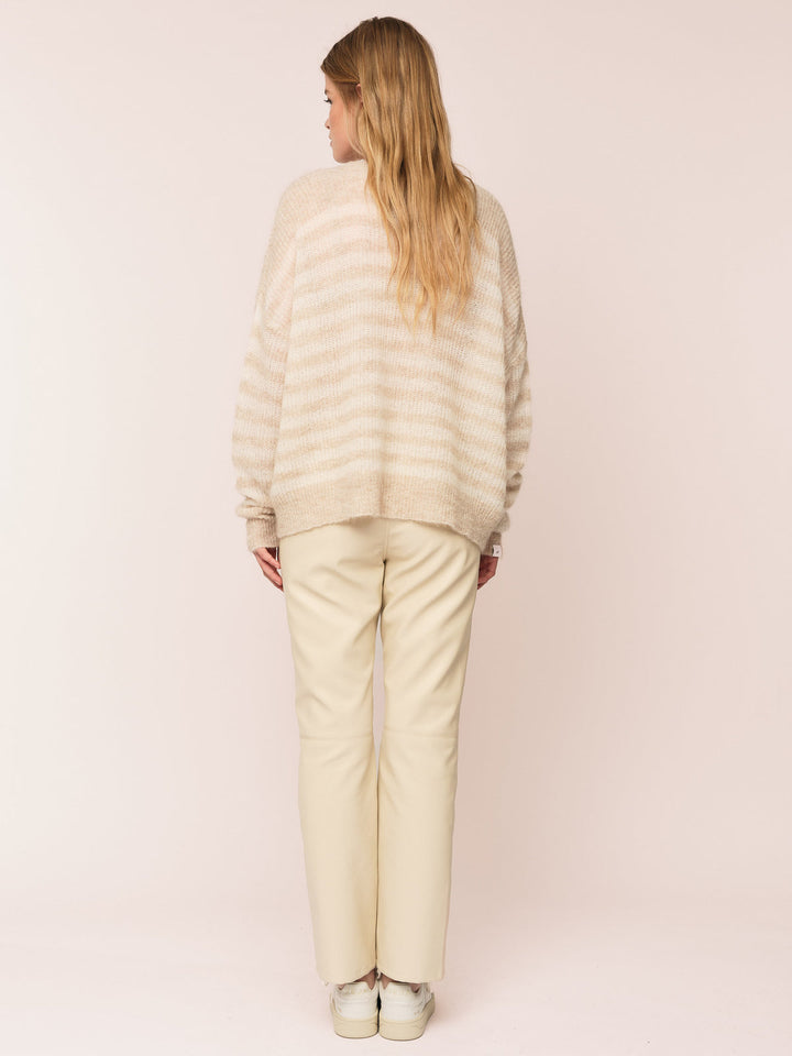 Flora RN Sweater  Beige Stripe