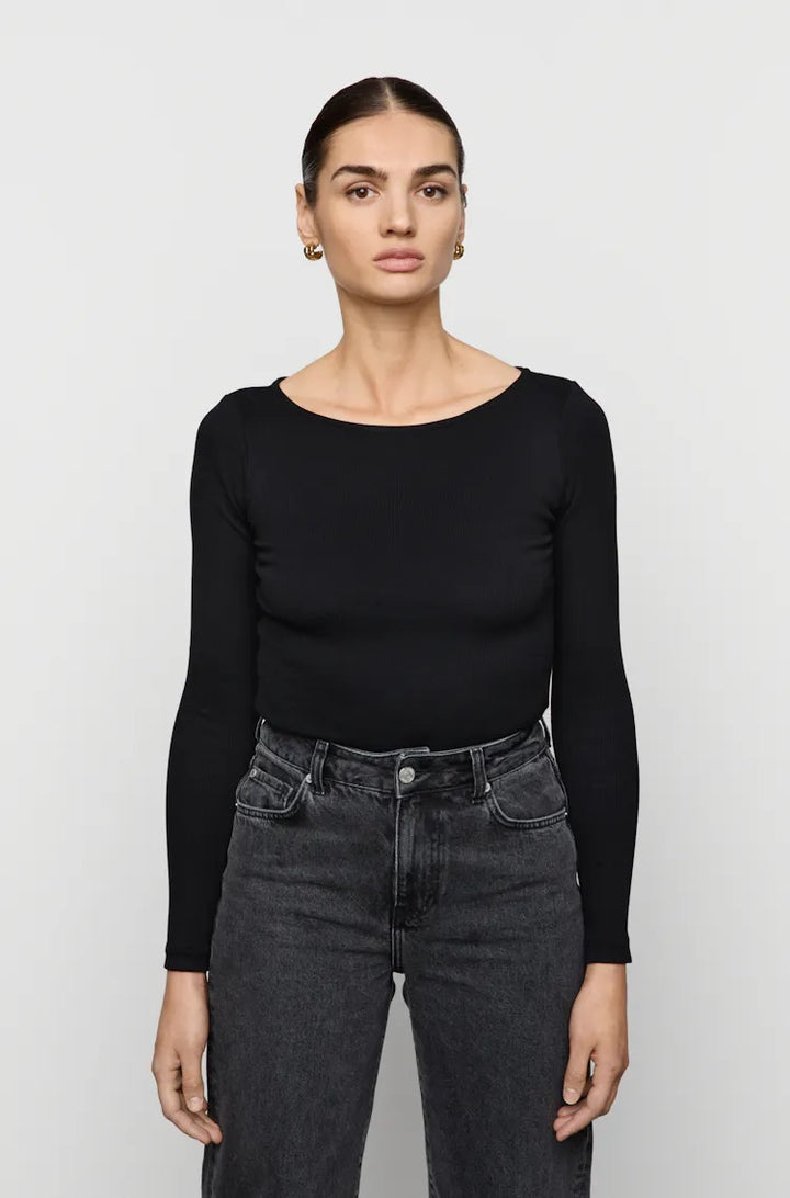 PETRONELLA RIB BOATNECK  Black