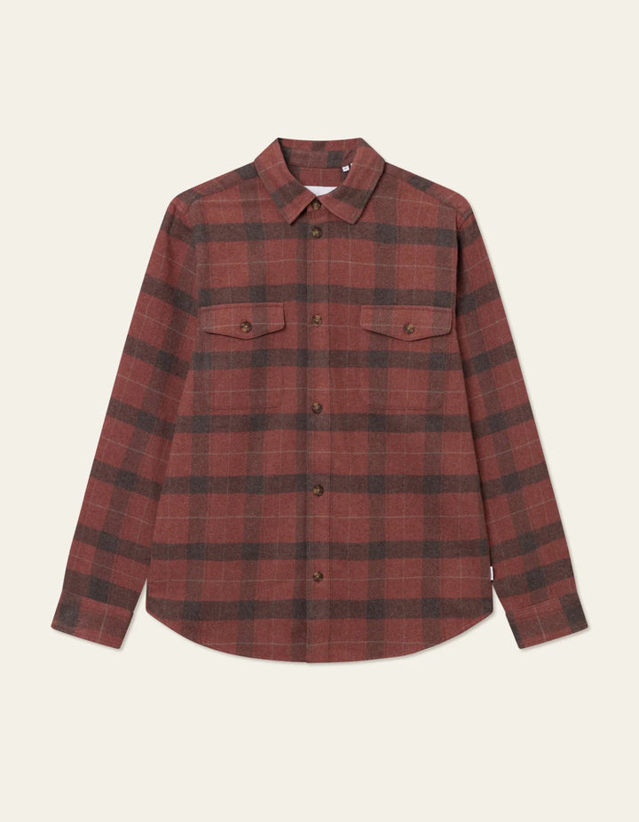 Lennon Flannel Check	Shirt  Coffee Brown/Fired Brick