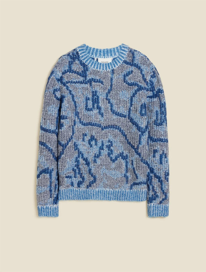 Charles Jacquard Sweater  Blue Mix