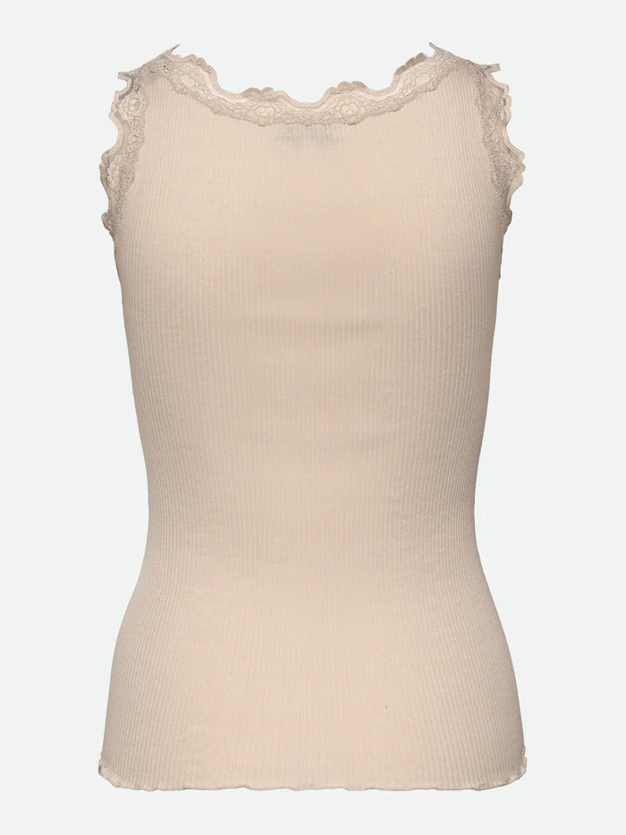 Babette silk top w/ lace  Silver Lining