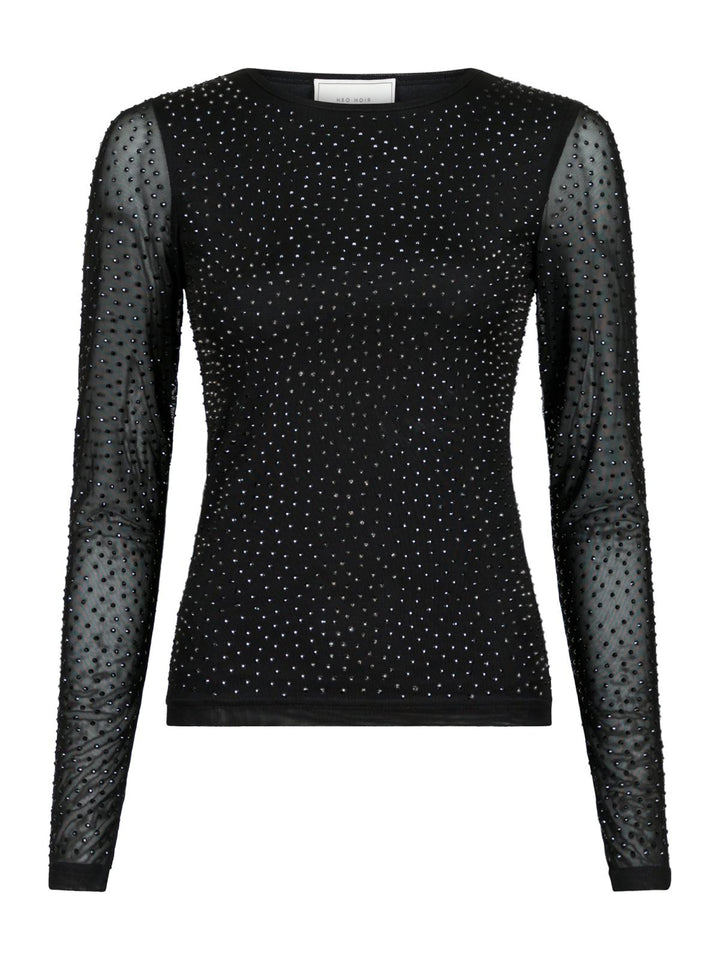 Basira Stone Mesh Blouse  Black