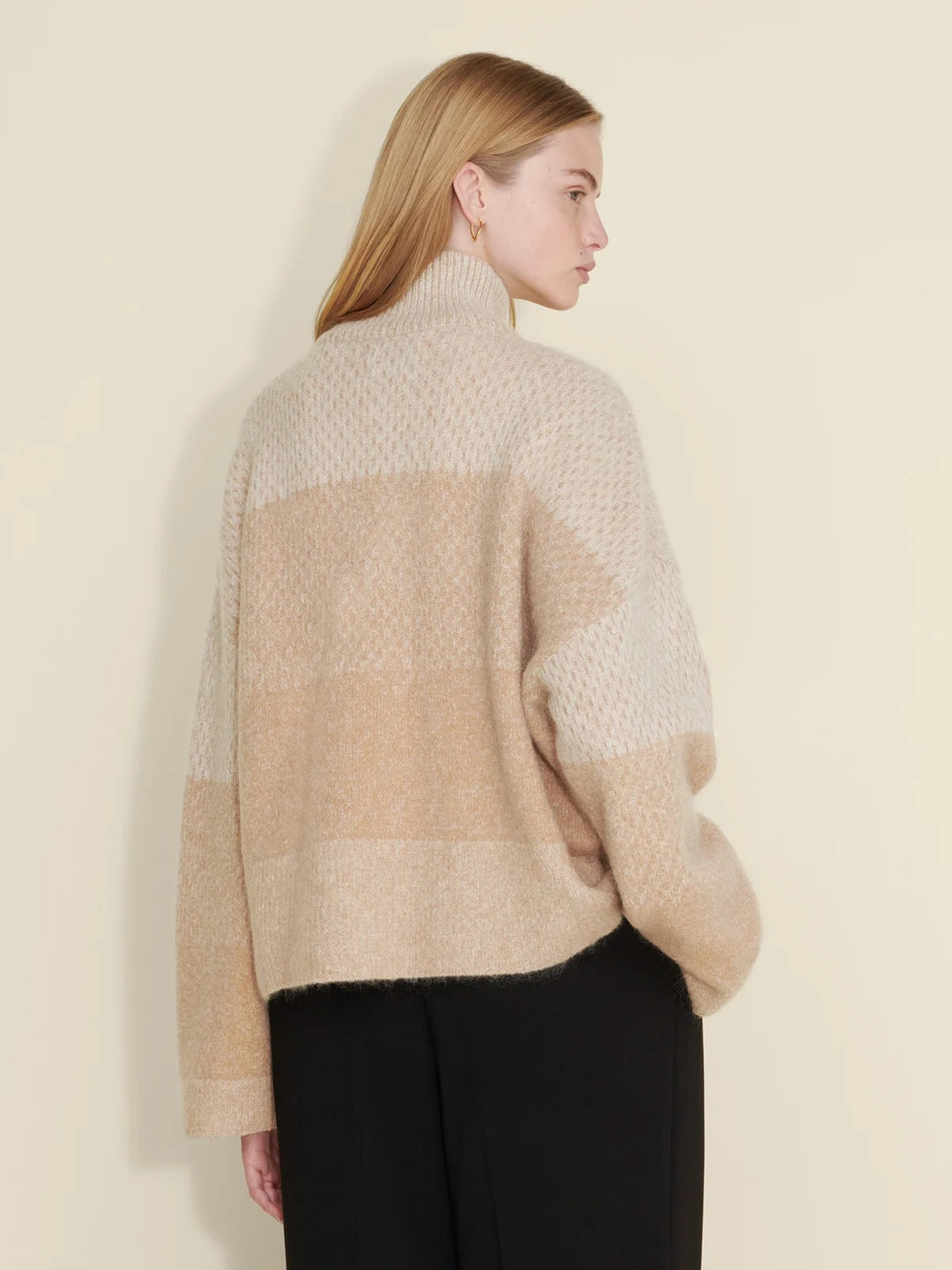 Tine Knit Half Zip  Sand Mix