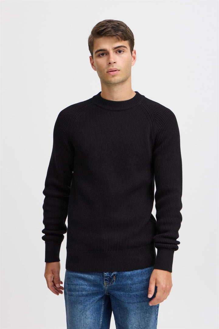 KRISTIAN raglan rib crew neck knit  Dark Navy