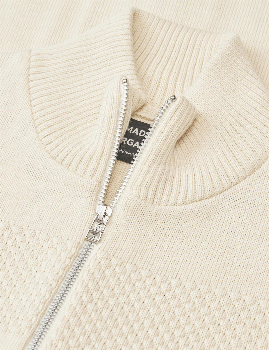 Wool Klemens Zip Knit  Vanilla Ice