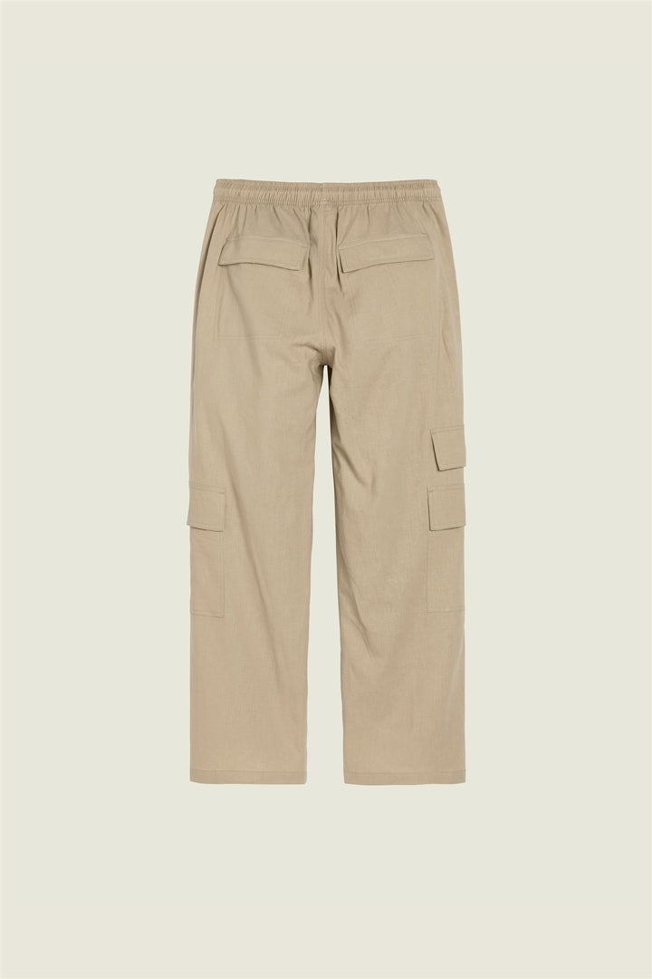 CARGO LINEN PANTS  Beige