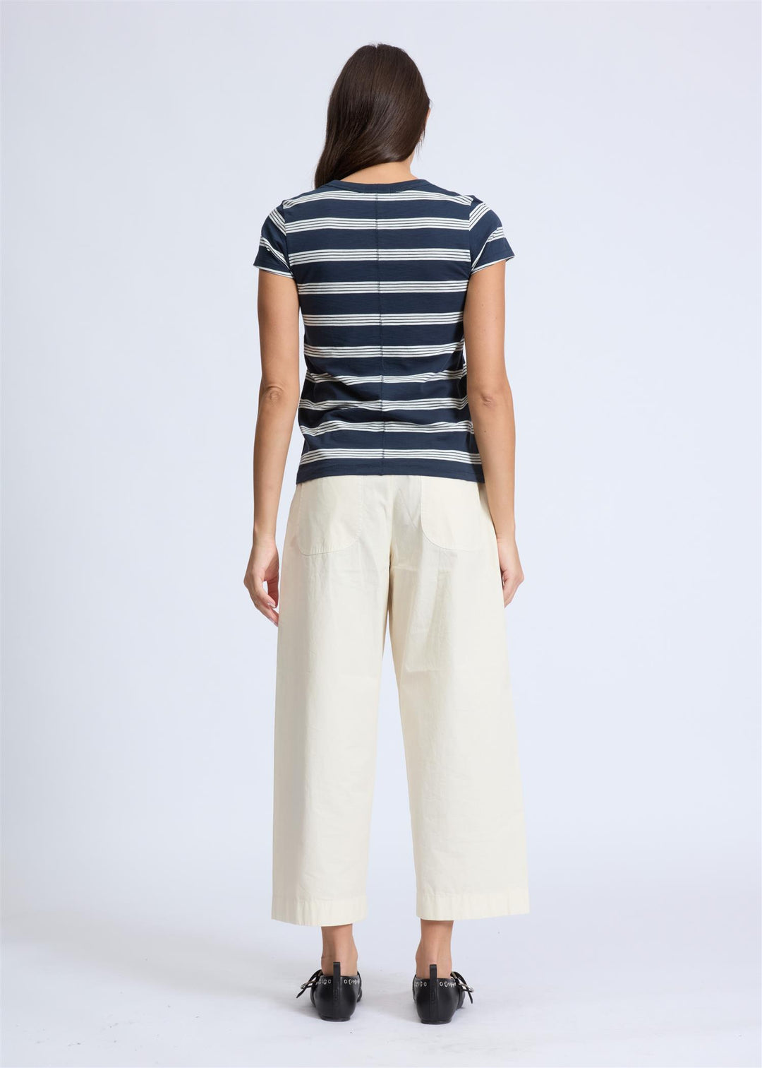 THE SLUB STRIPE TEE  Salute/Ivory