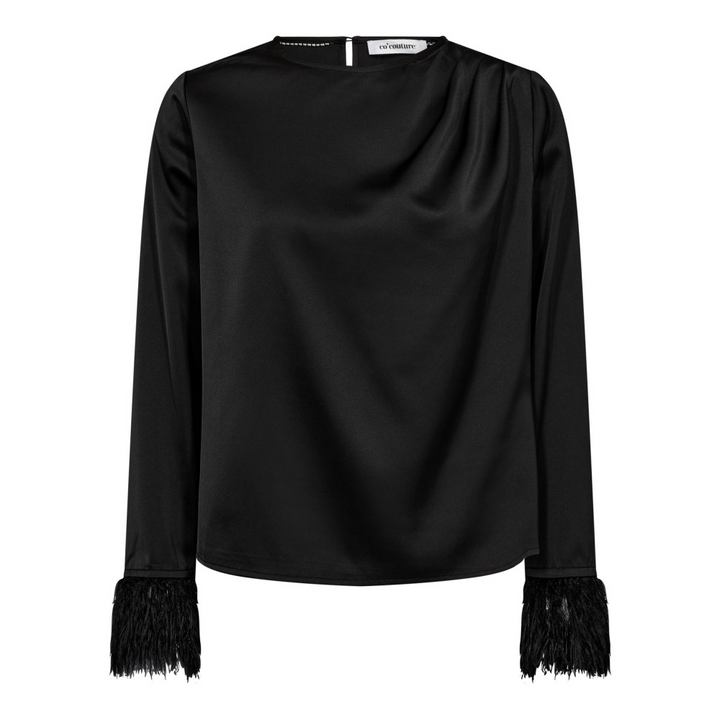 AdnaCC Drape Feather Blouse  Black