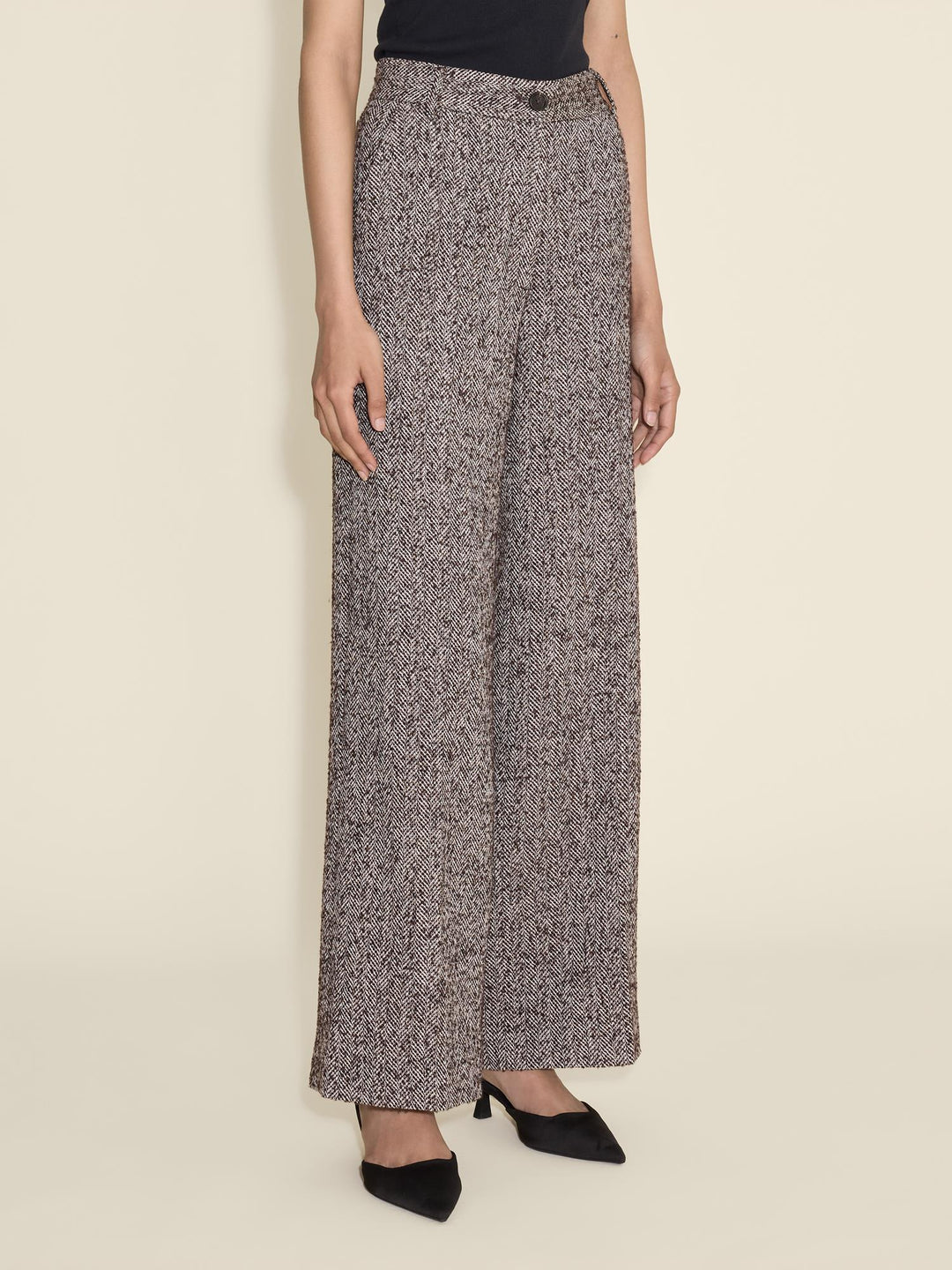 Emi Herringbone Trouser  Brown Mix