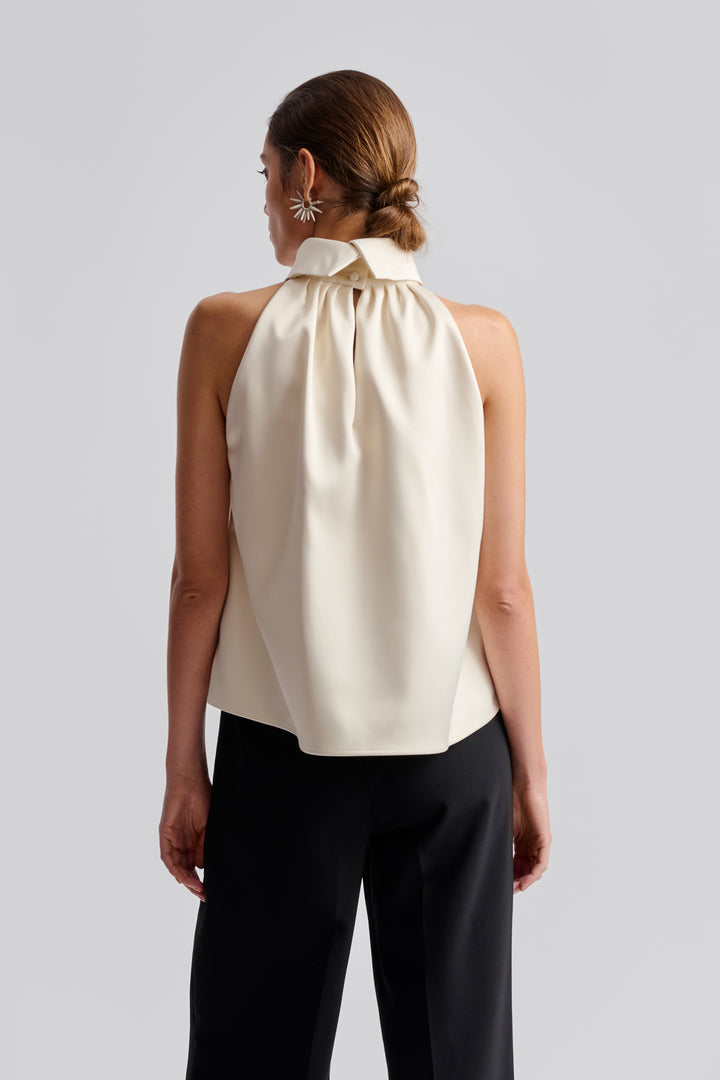 Minea satin halterneck top  Vanilla