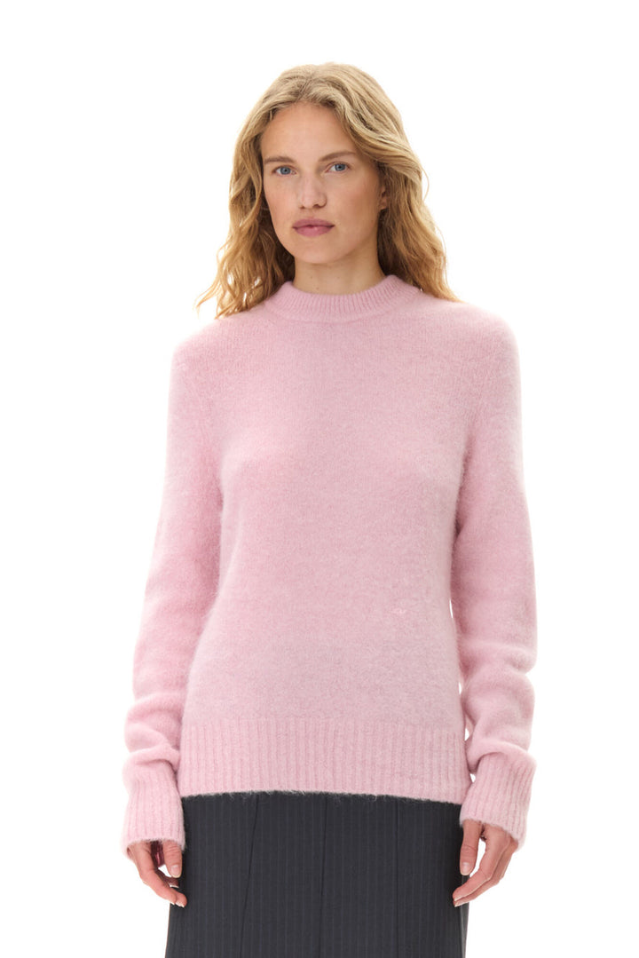 Brushed Alpaca O-neck  Chalk Pink