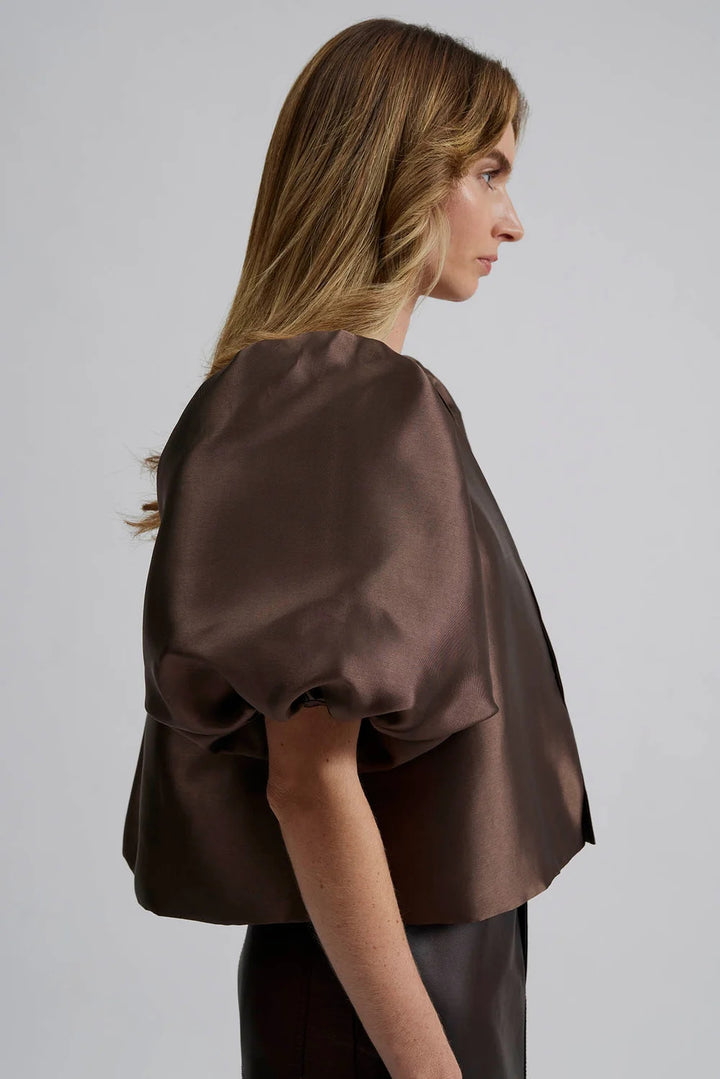 Cleo Pouf Sleeve blouse  Chocolate