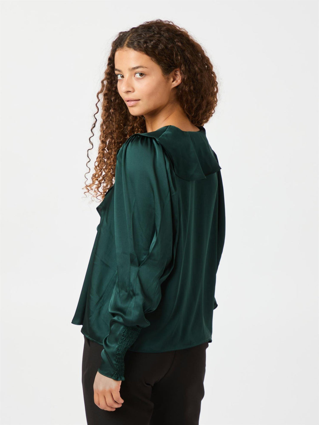 Sandie Sateen Blouse  Dark Green