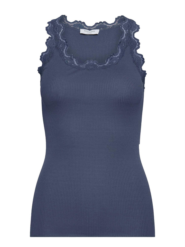 BABETTE SILK TOP W/LACE  True Navy