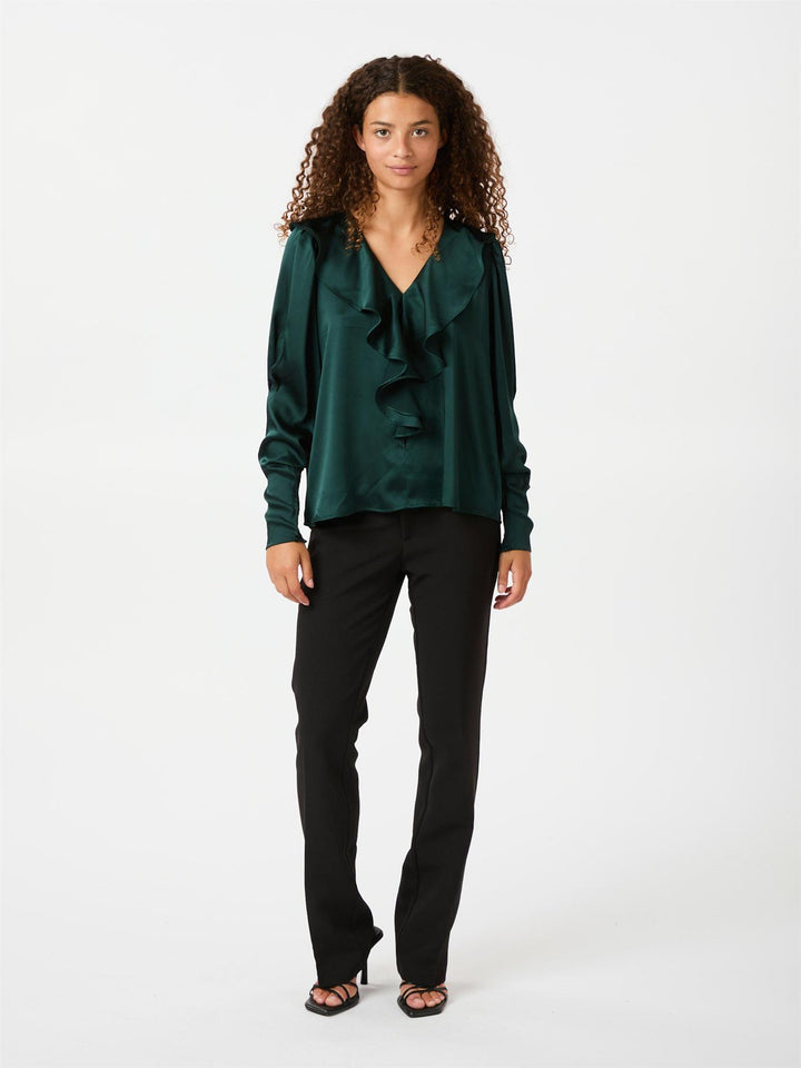 Sandie Sateen Blouse  Dark Green