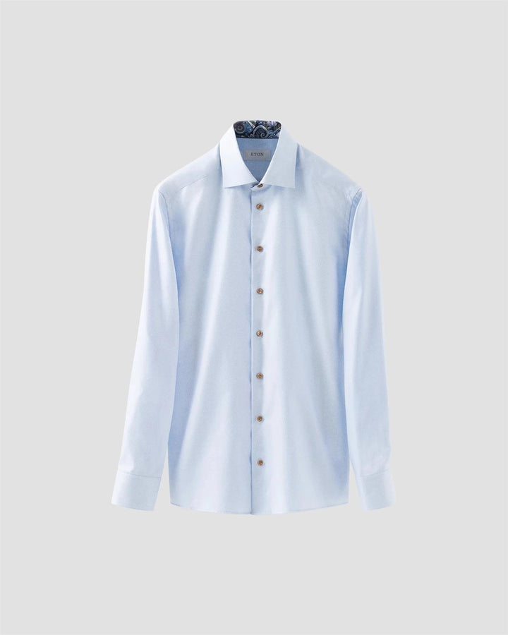 Light Blue Geometric Effect Textured Twill Shirt  Light Blue