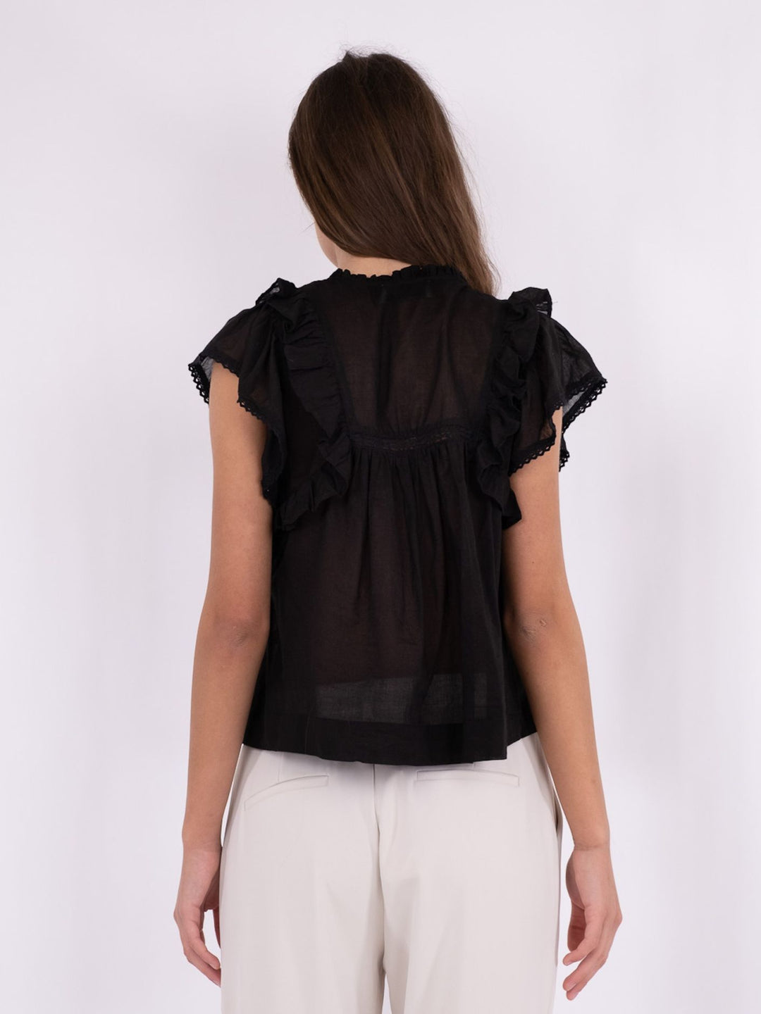 JAYLA S VOILE TOP  100 Black