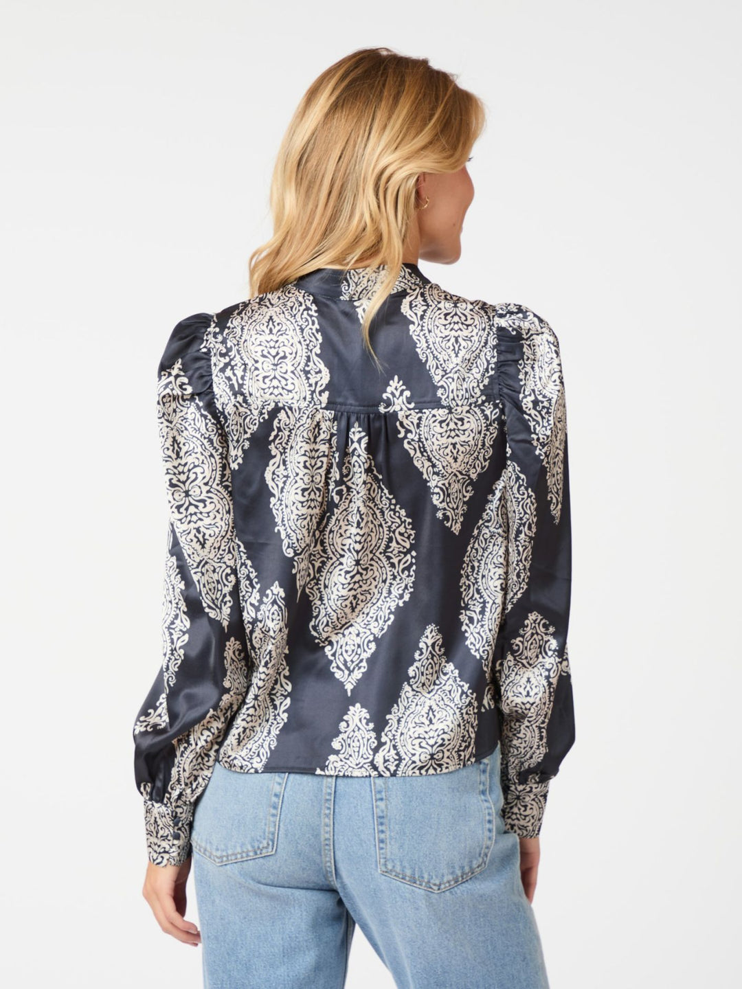 Rosslyn Paisley Drop Blouse  Navy