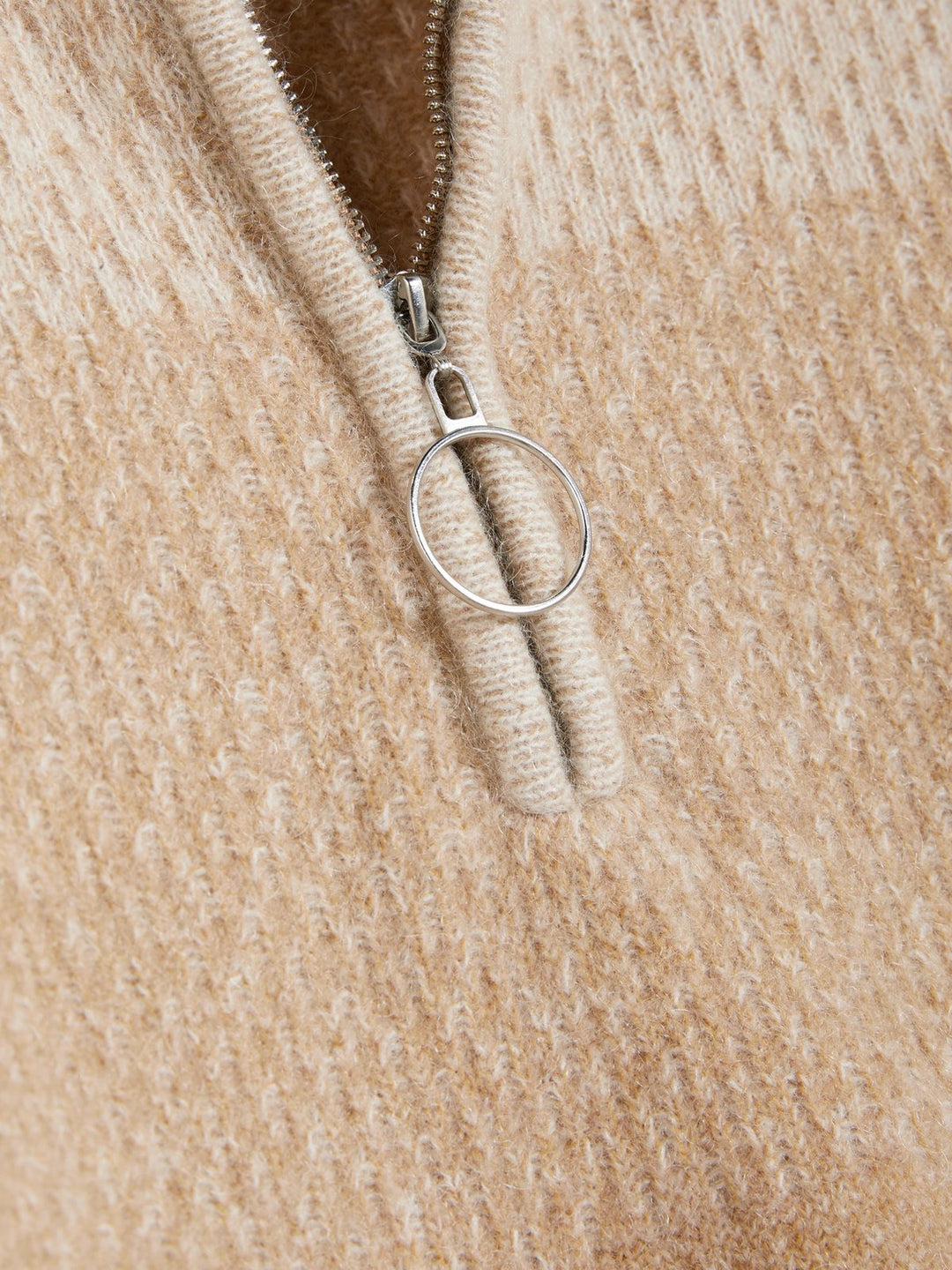 Tine Knit Half Zip  Sand Mix