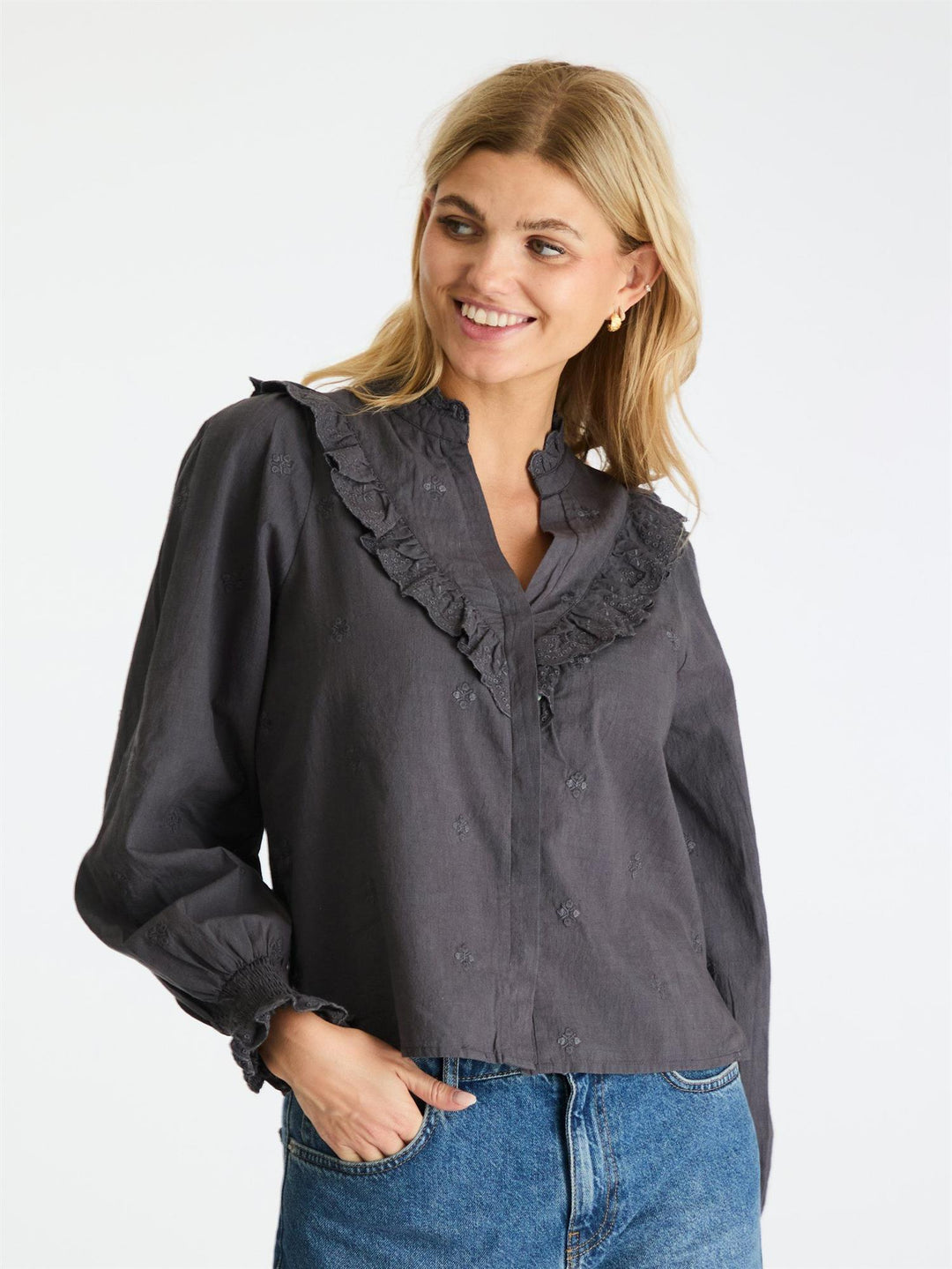 Degas Blouse  Dark Grey