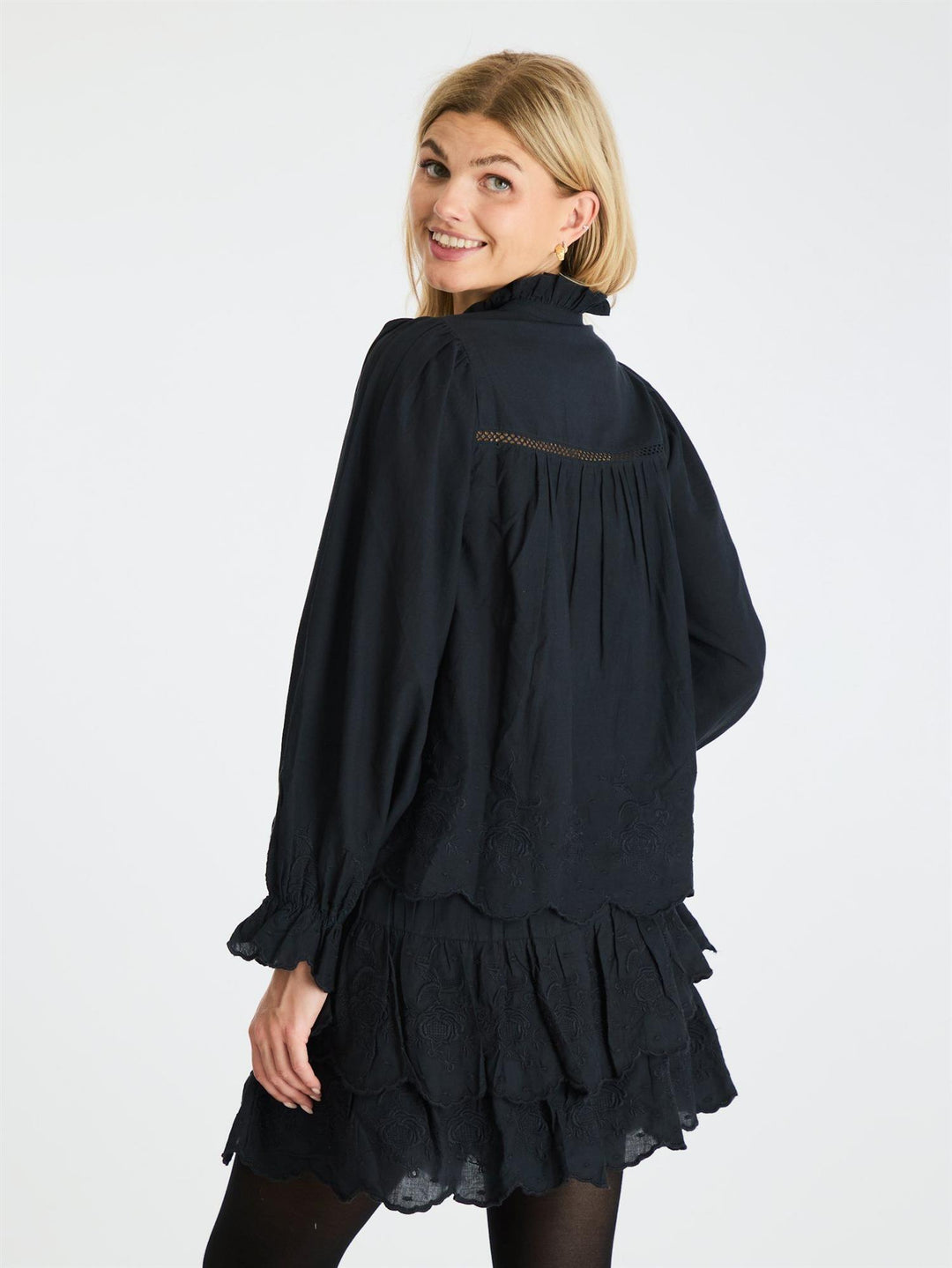 Heline Emb Blouse  Navy