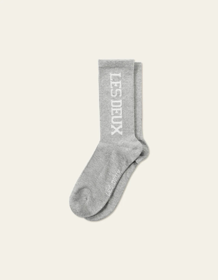 Les Deux Vertigo 2-Pack Rib Socks  Light Grey Melange/White