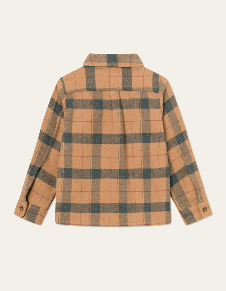 Lennon Check Overshirt Kids  Tobacco Brown/Pine Green