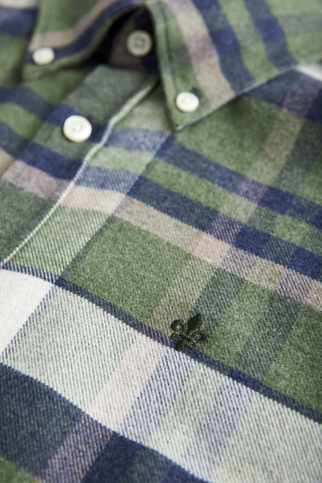 Big Check Flannel Shirt-Classic Fit  Olive