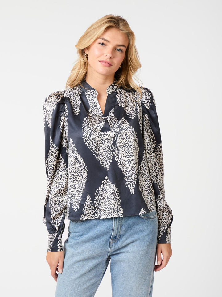 Rosslyn Paisley Drop Blouse  Navy