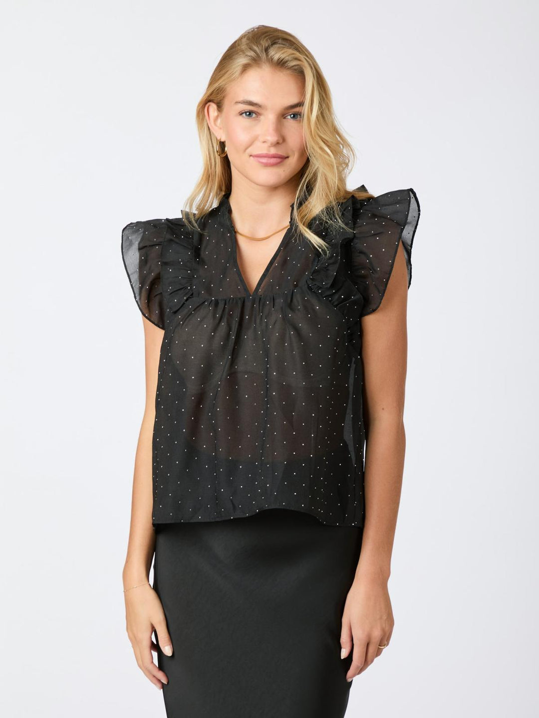 Jayla Bedazzled Top  Black