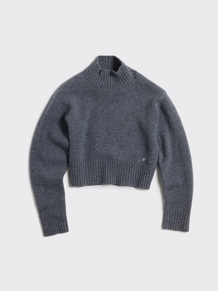 W. Wool Cropped Turtleneck  Blue