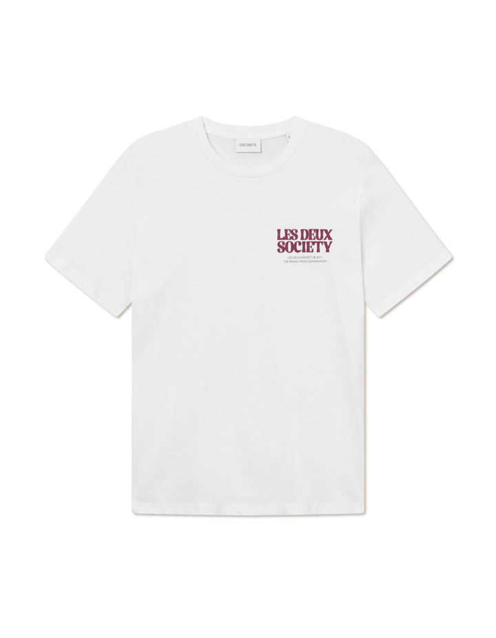 Society T-Shirt  White/Beet Red